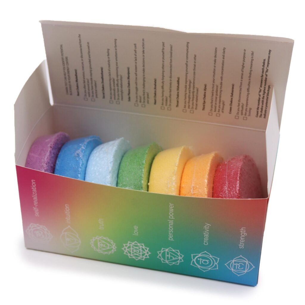 Cofre Bombas de Baño Chakras Completo - Armonía & Resplandor (7 ud)