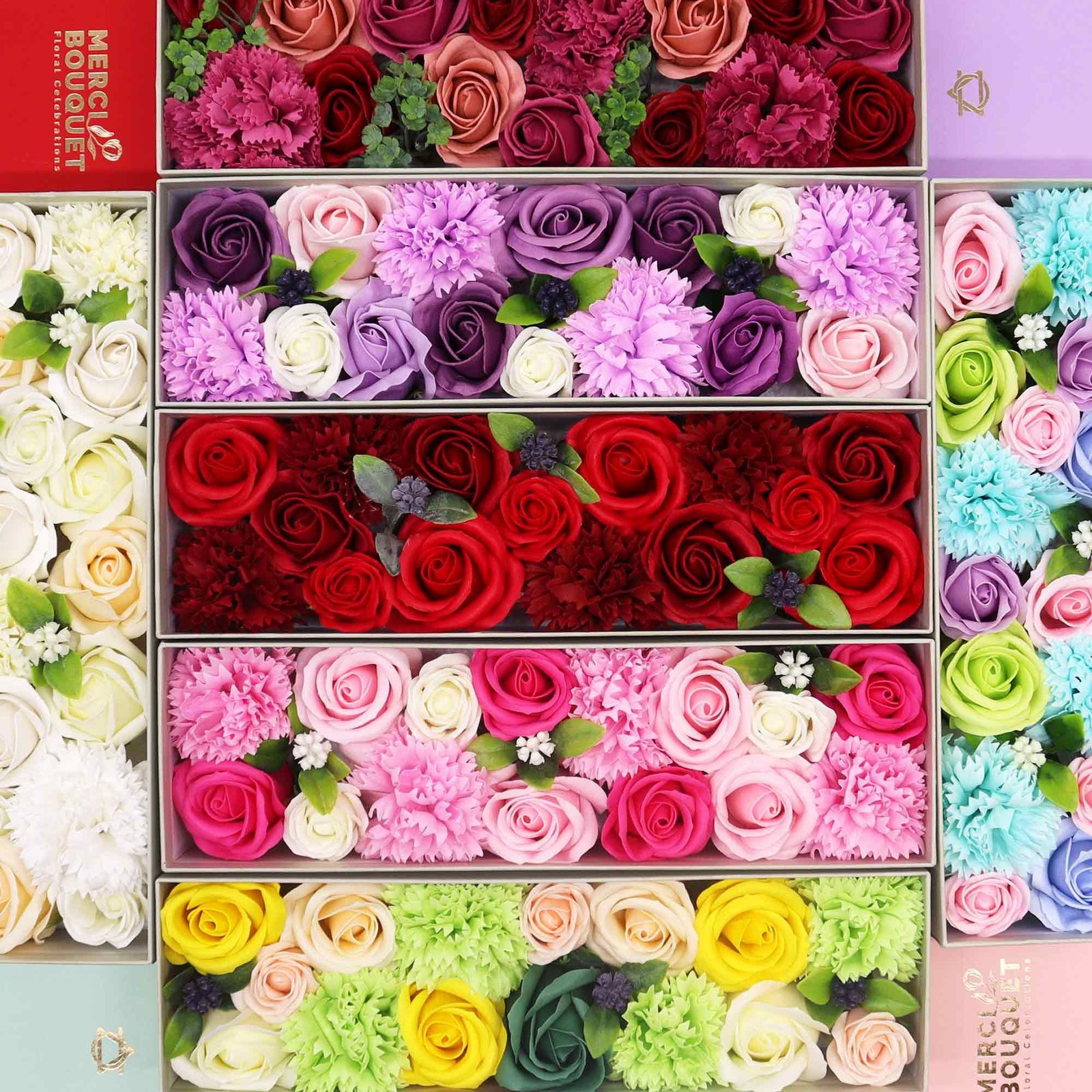 Cofre de Flores de Jabón "Rosa Lavanda & Clavel" - Imagen 5