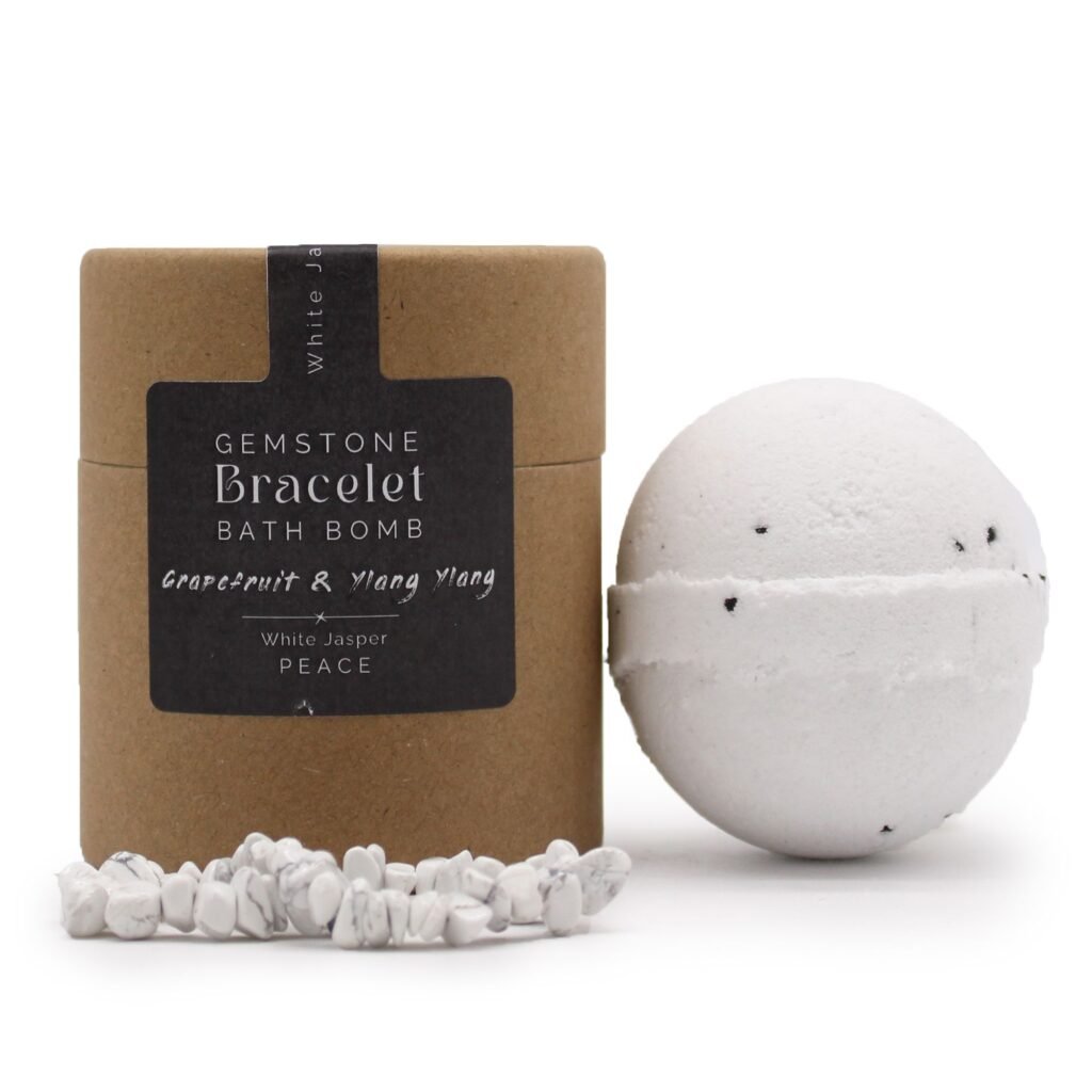 Bomba de Baño Sorpresa con Pulsera de Jaspe Blanco - Pomelo & Ylang Ylang