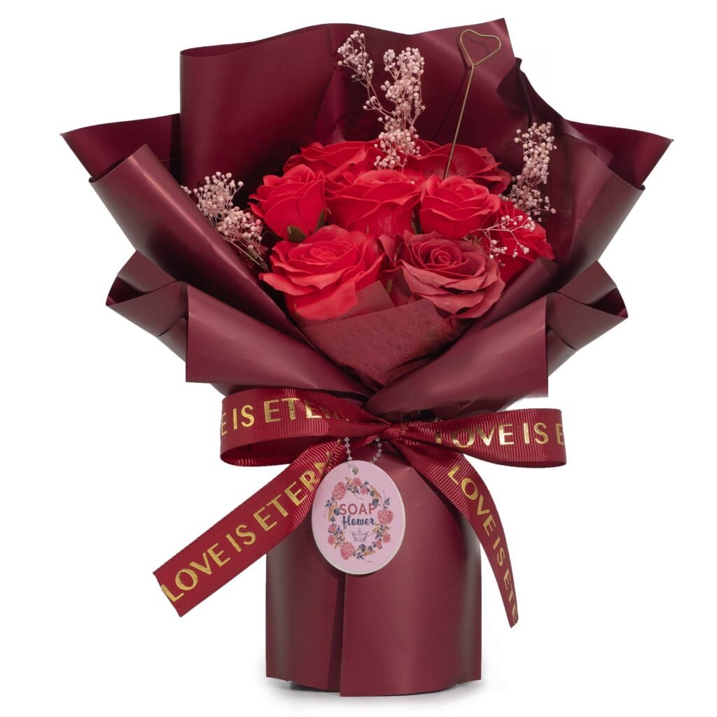 Ramo Grande de Rosas de Jabón "El Amor es Eterno" con Tarjeta de Regalo