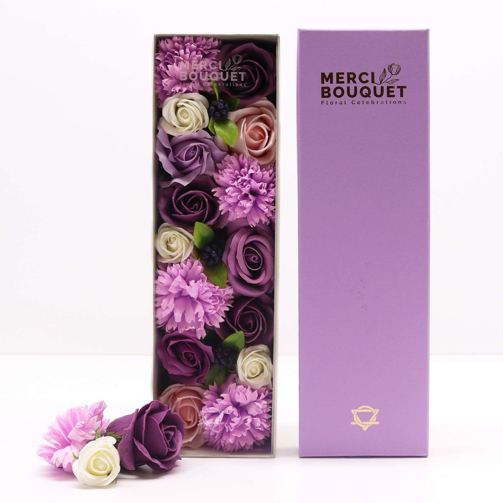 Cofre de Flores de Jabón "Rosa Lavanda & Clavel" - Imagen 4